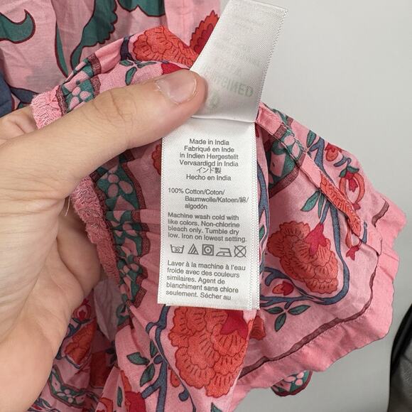 J Crew Tunic Dress Womens Medium Floral Block Print Resort Boho Organic Cotton - Picture 5 of 8